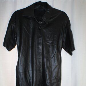 Zara Knit Short Sleeve Faux Leather Jacket Trench Coat Women Size M